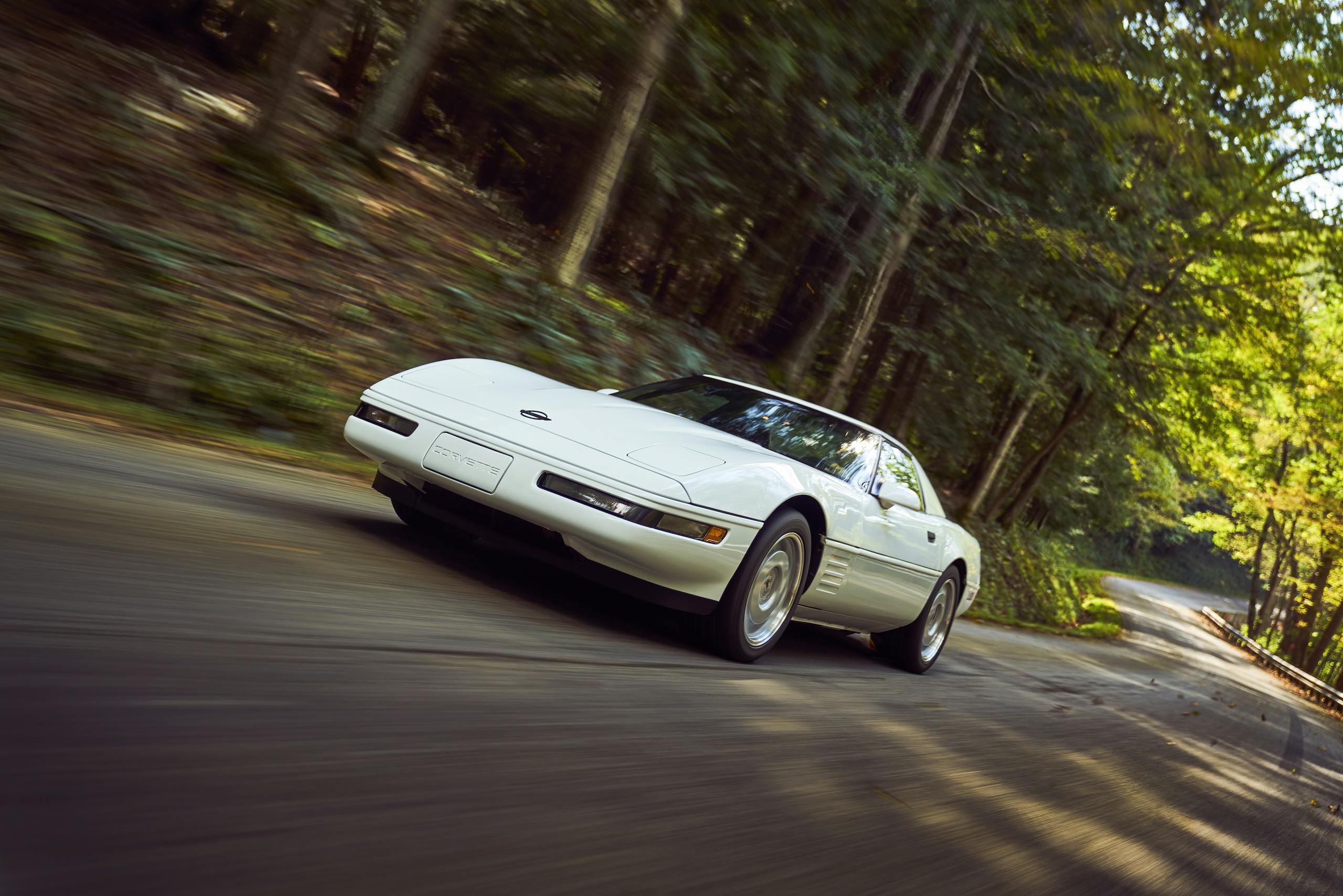 C4 Chevrolet Corvette front three-quarter dynamic road action