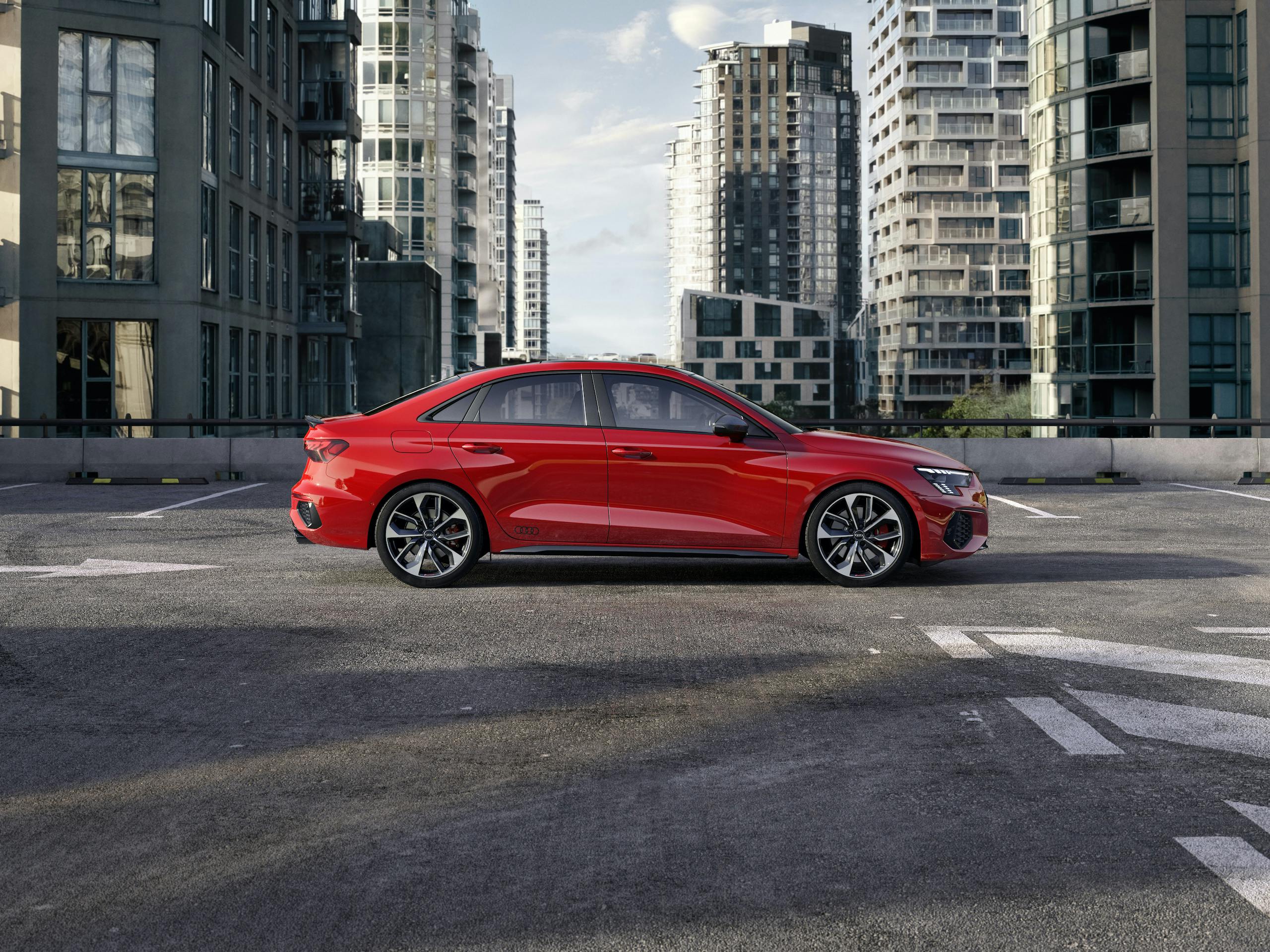 Audi S3 Sedan tango red side profile