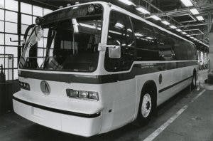 GMC RTS 004 bus front three-quarter