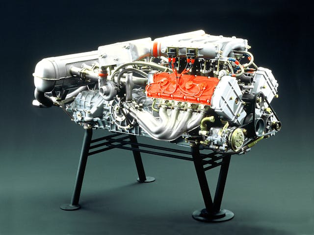 ferrari f40 engine on stand