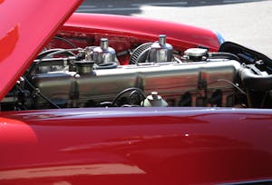 HPG MG MGC engine in red roadster car