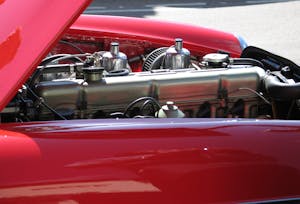 HPG MG MGC engine in red roadster car