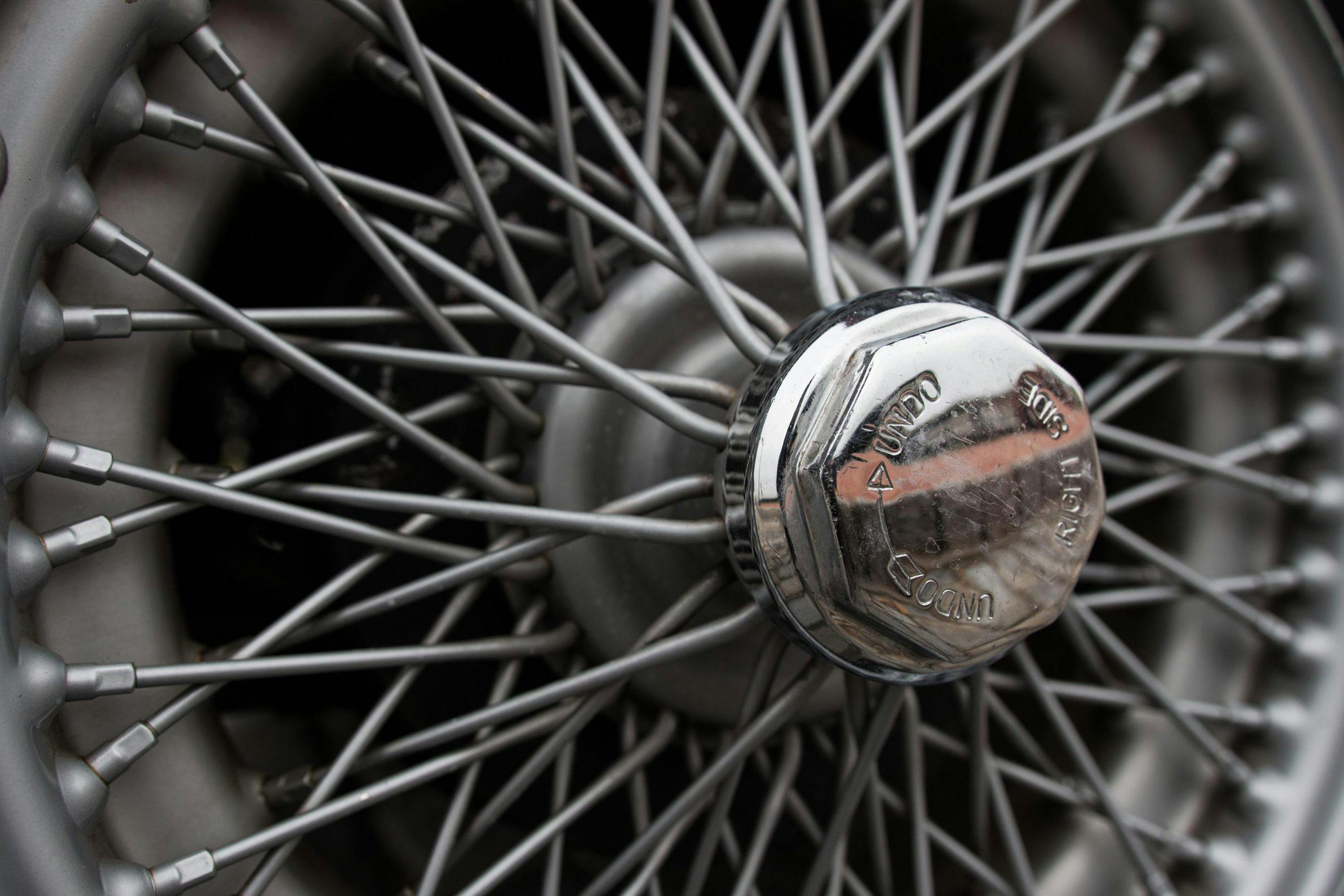 1969 MG MGC wheel spokes and hub detail