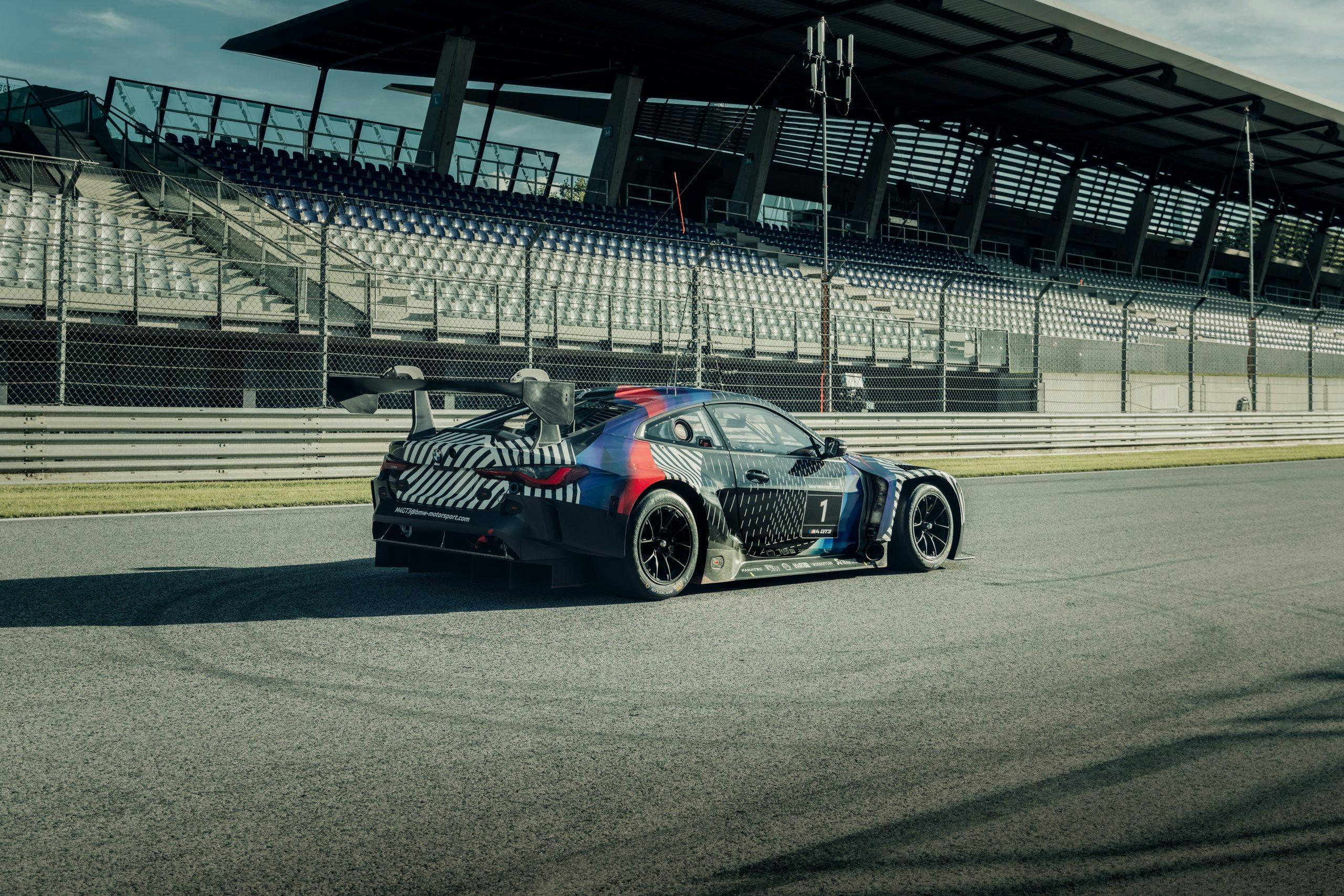 2021 BMW M4 GT3 prototype rear three quarter Red Bull Ring August 2020