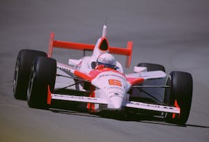 2003 Indy 500 Gil de Ferran front dynamic racing action