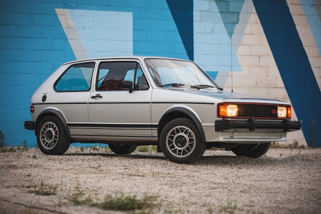 retro volkswagen rabbit gti hatchback front three-quarter