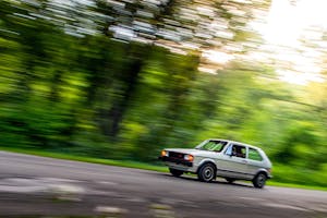 volkswagen rabbit gti front three-quarter action