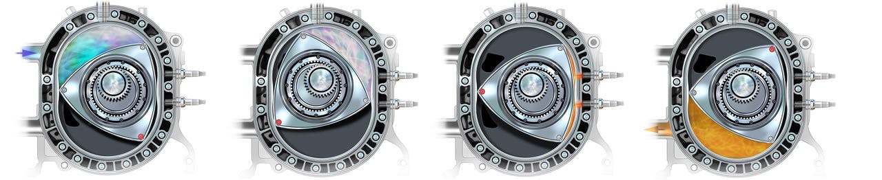 Wankel Rotary Engine Sequence Illustration