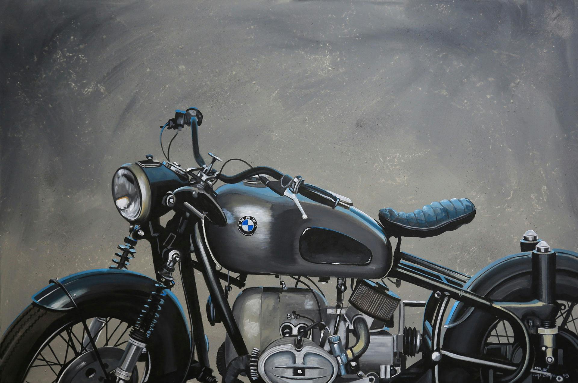 vintage retro bmw motorcycle graphic art painting