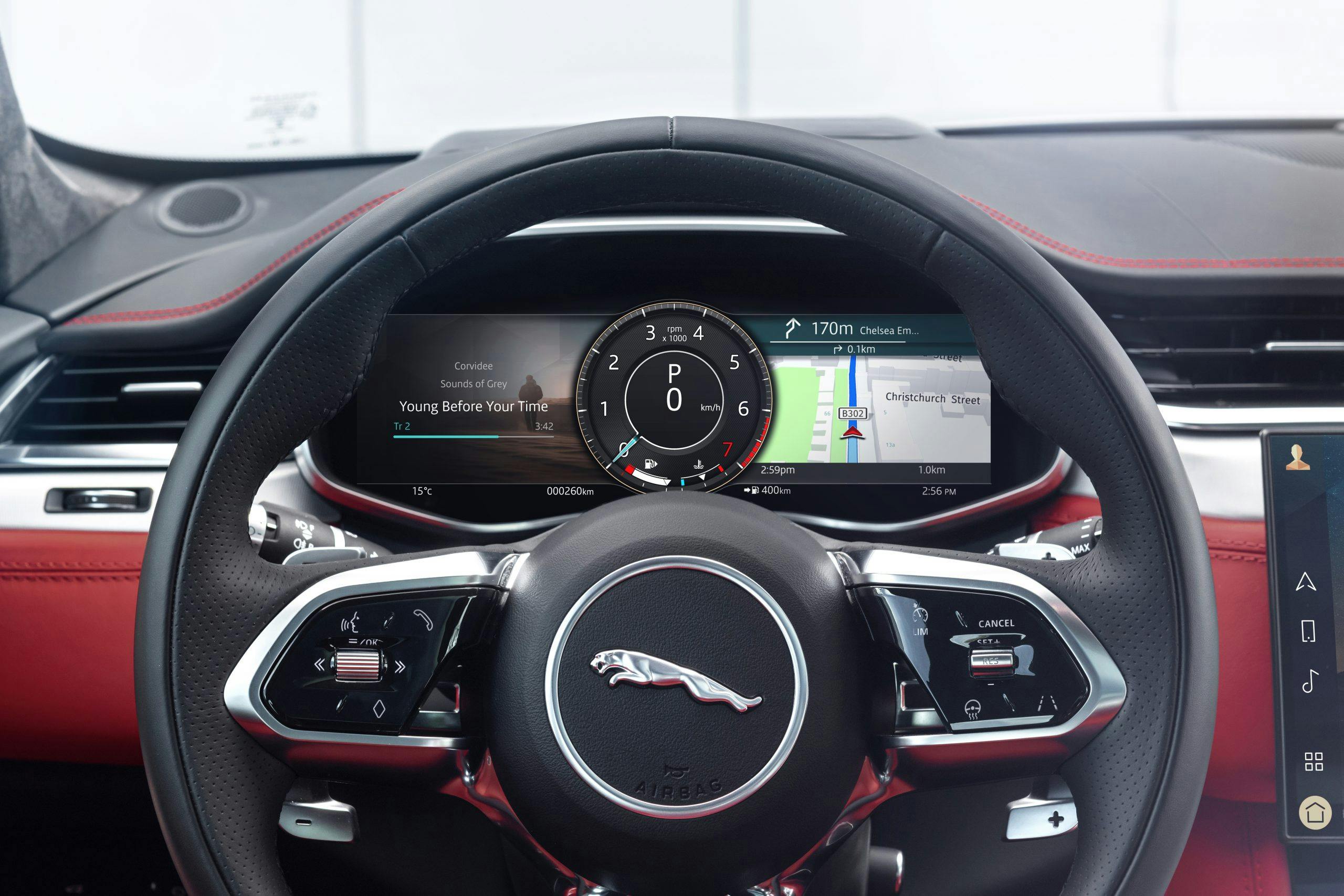 2021 Jaguar F-PACE interior steering wheel digital dash