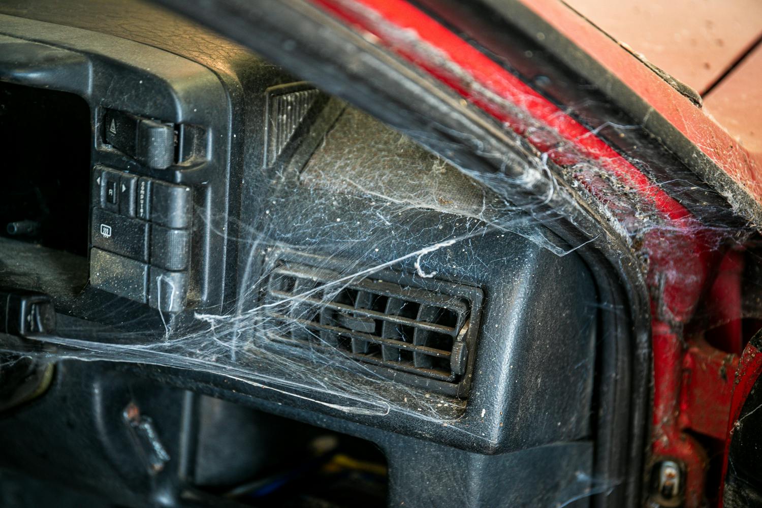 Audi Quattro barn find vent spider cobweb detail