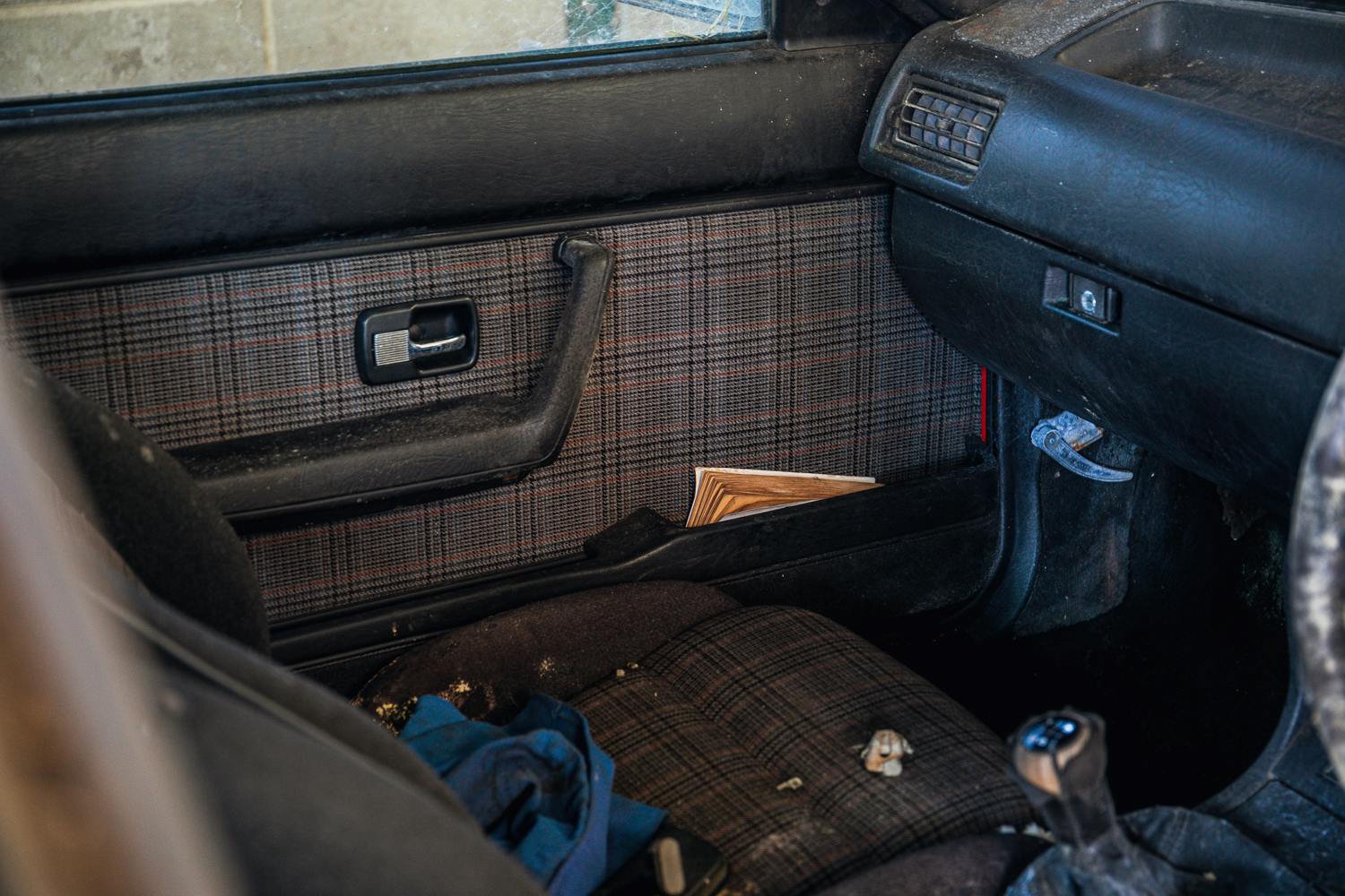 Audi Quattro barn find side door panel detail