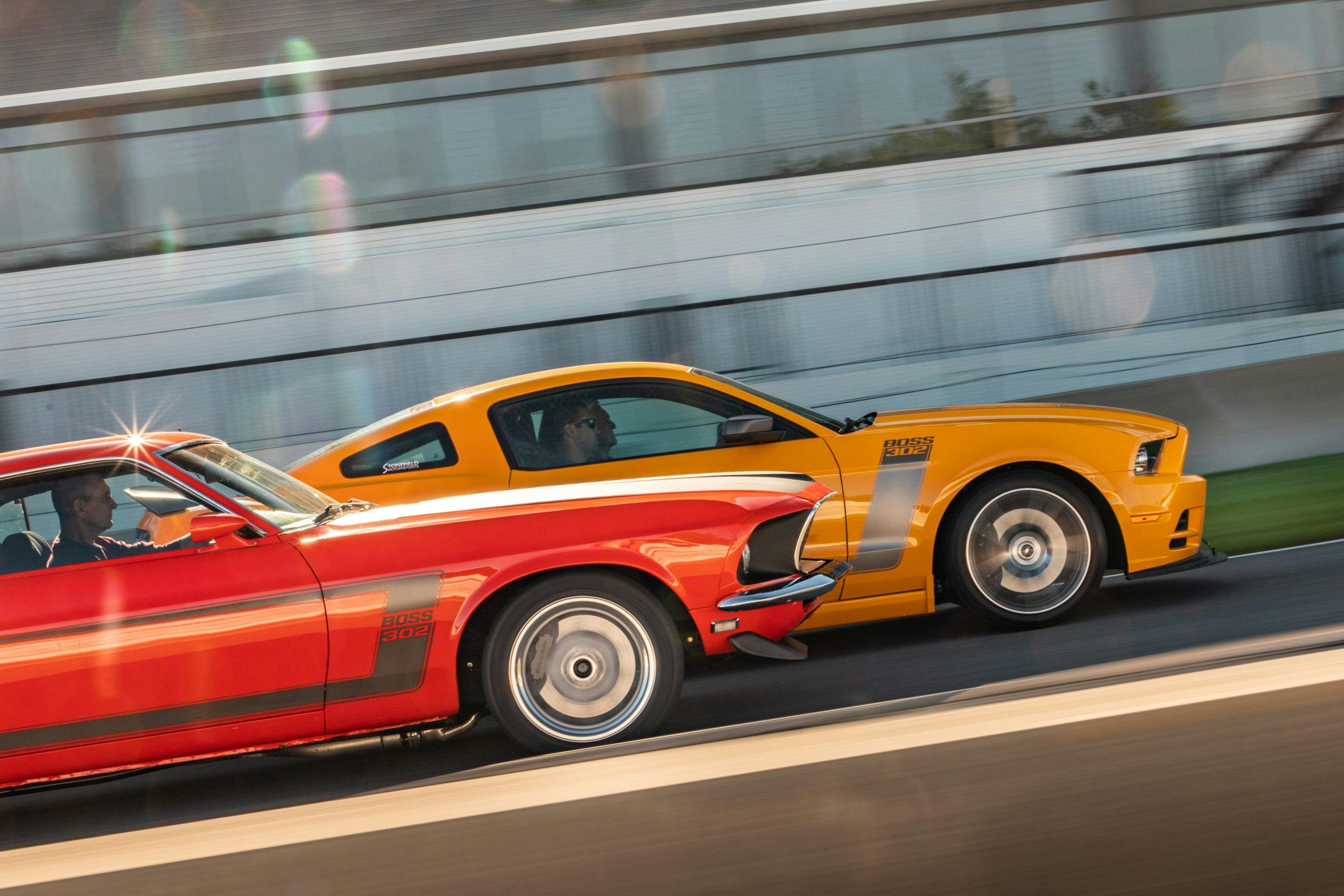 ford mustang boss 302 new vs old dynamic track action