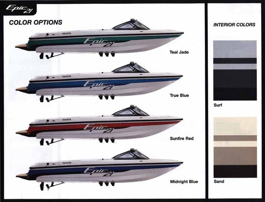 Toyota Epic 21 Powerboat color options