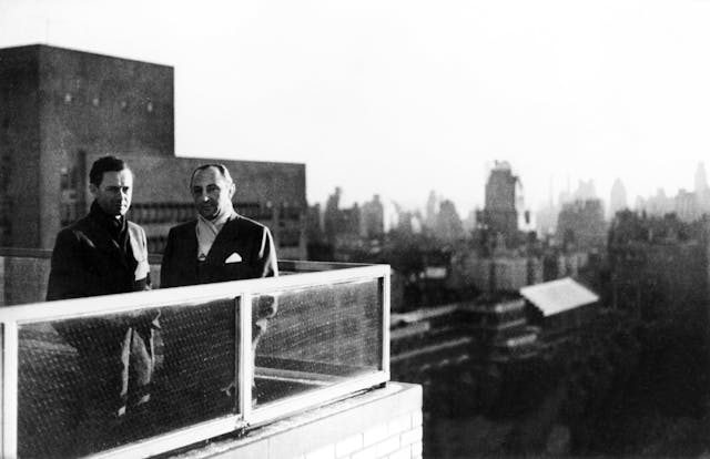 1951 ferry porsche and max hoffman on apartment terrace new york city