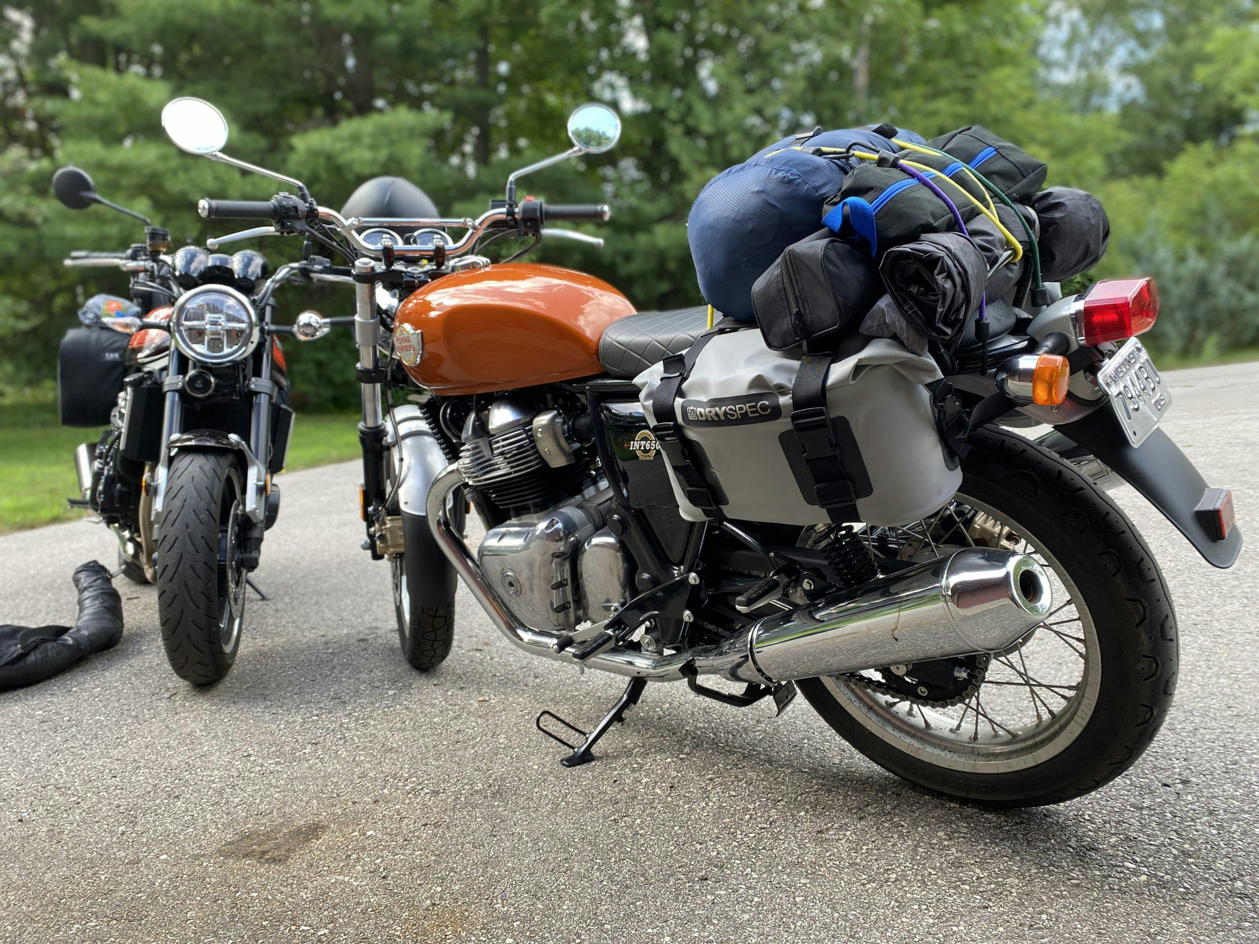 Royal Enfield INT650 with luggage