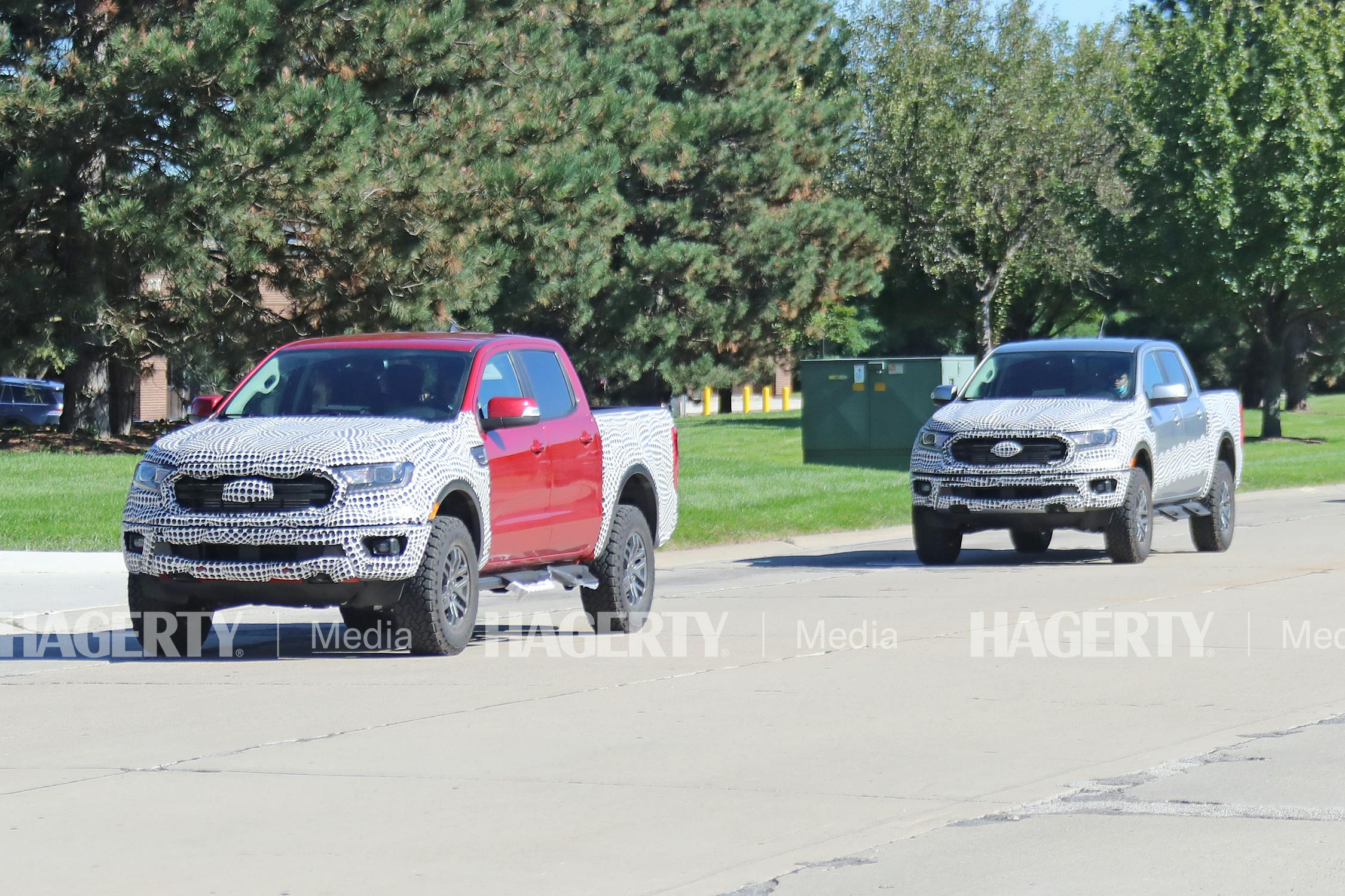 ford ranger tremor spy photo two trucks front three-quarter