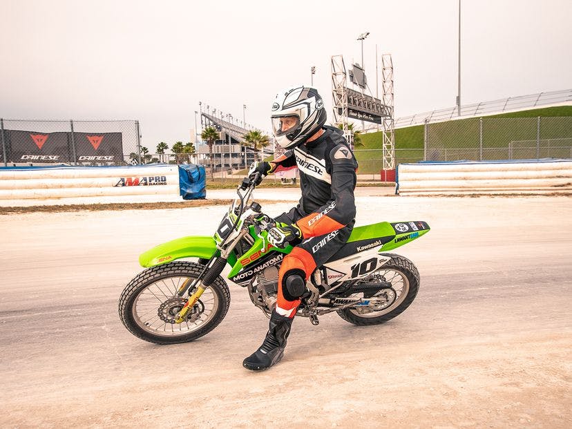 American Flat Track rider dynamic action
