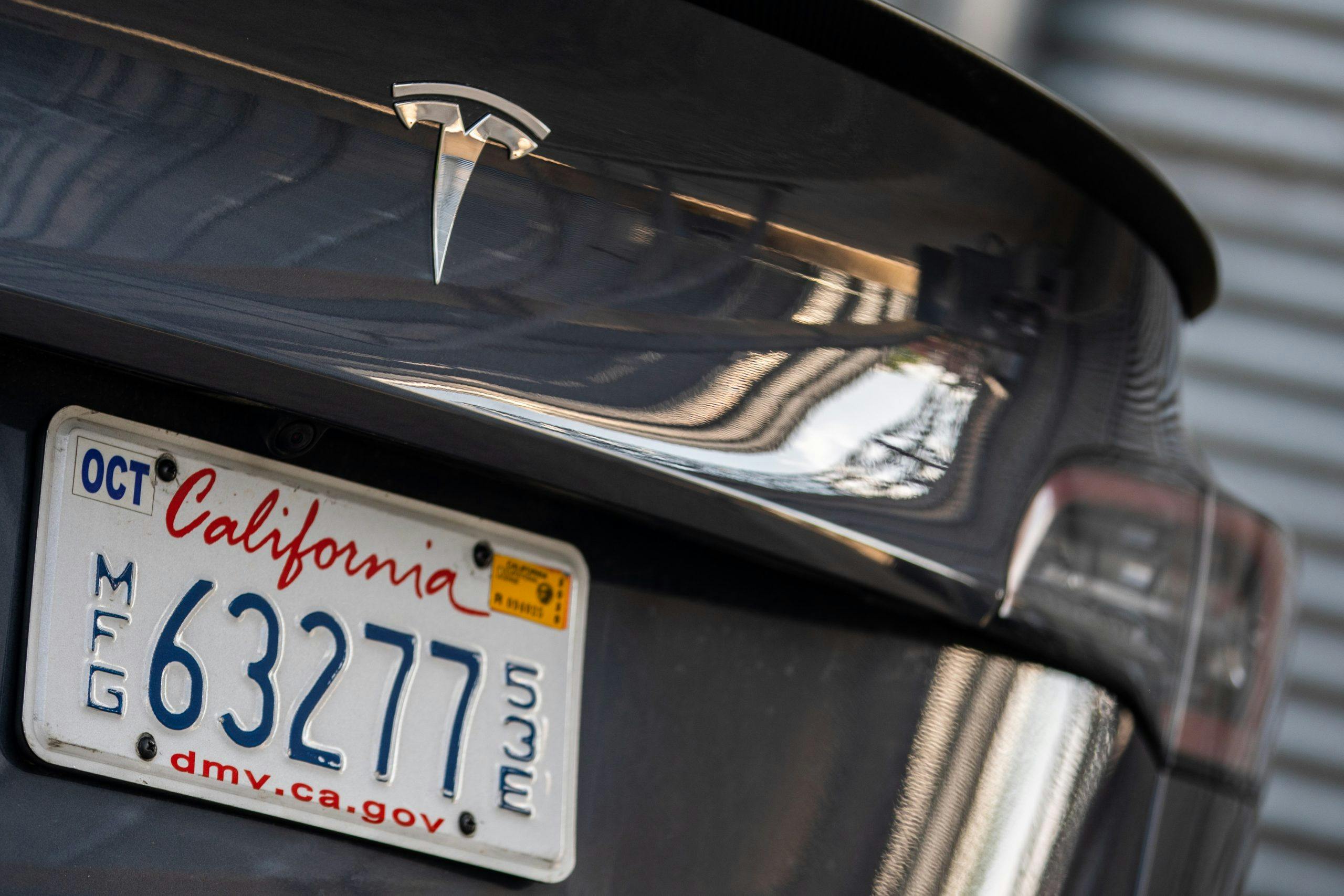 Tesla Model Y rear trunk lid and logo