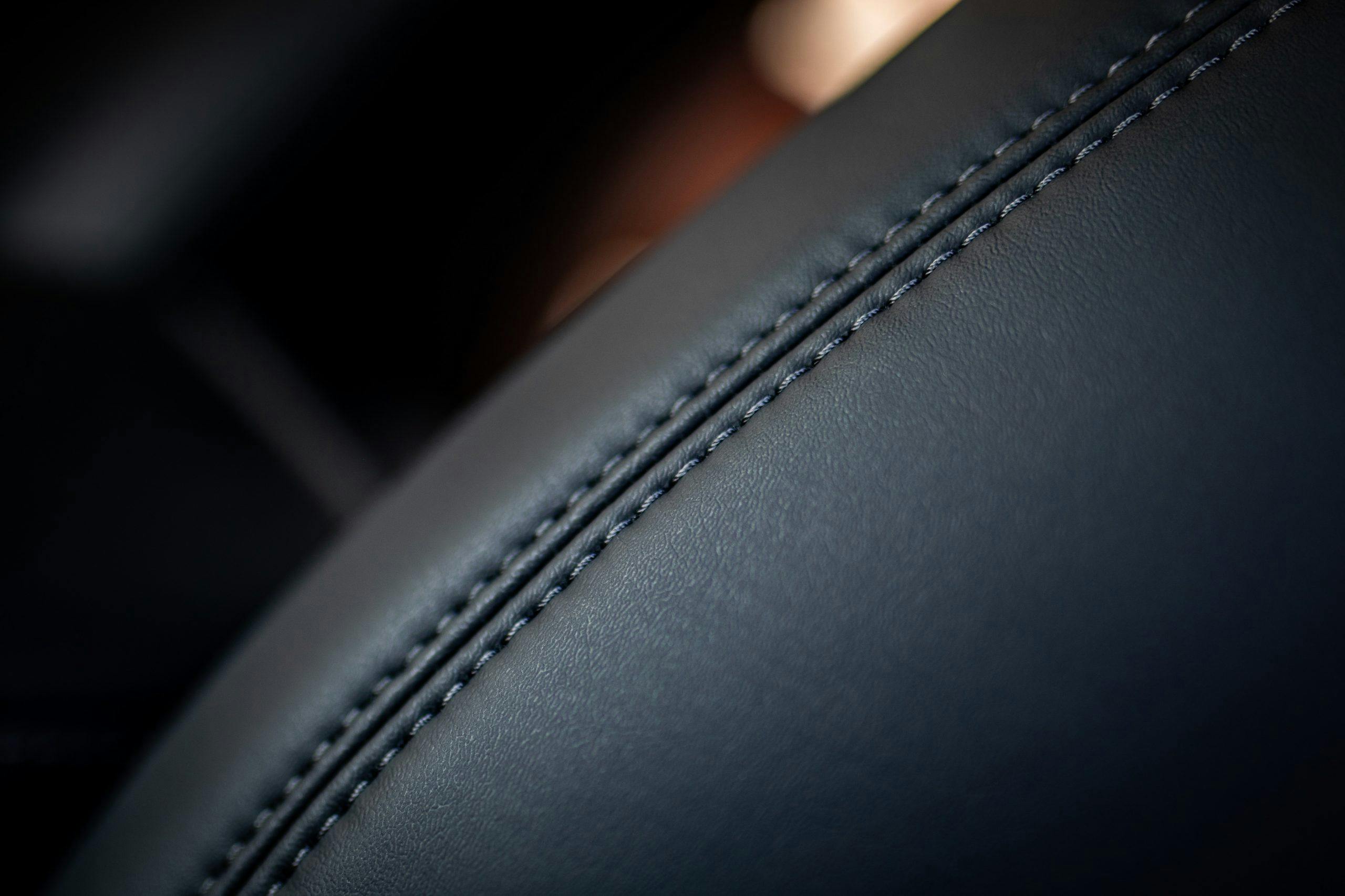 Tesla Model Y leather seat stitching detail