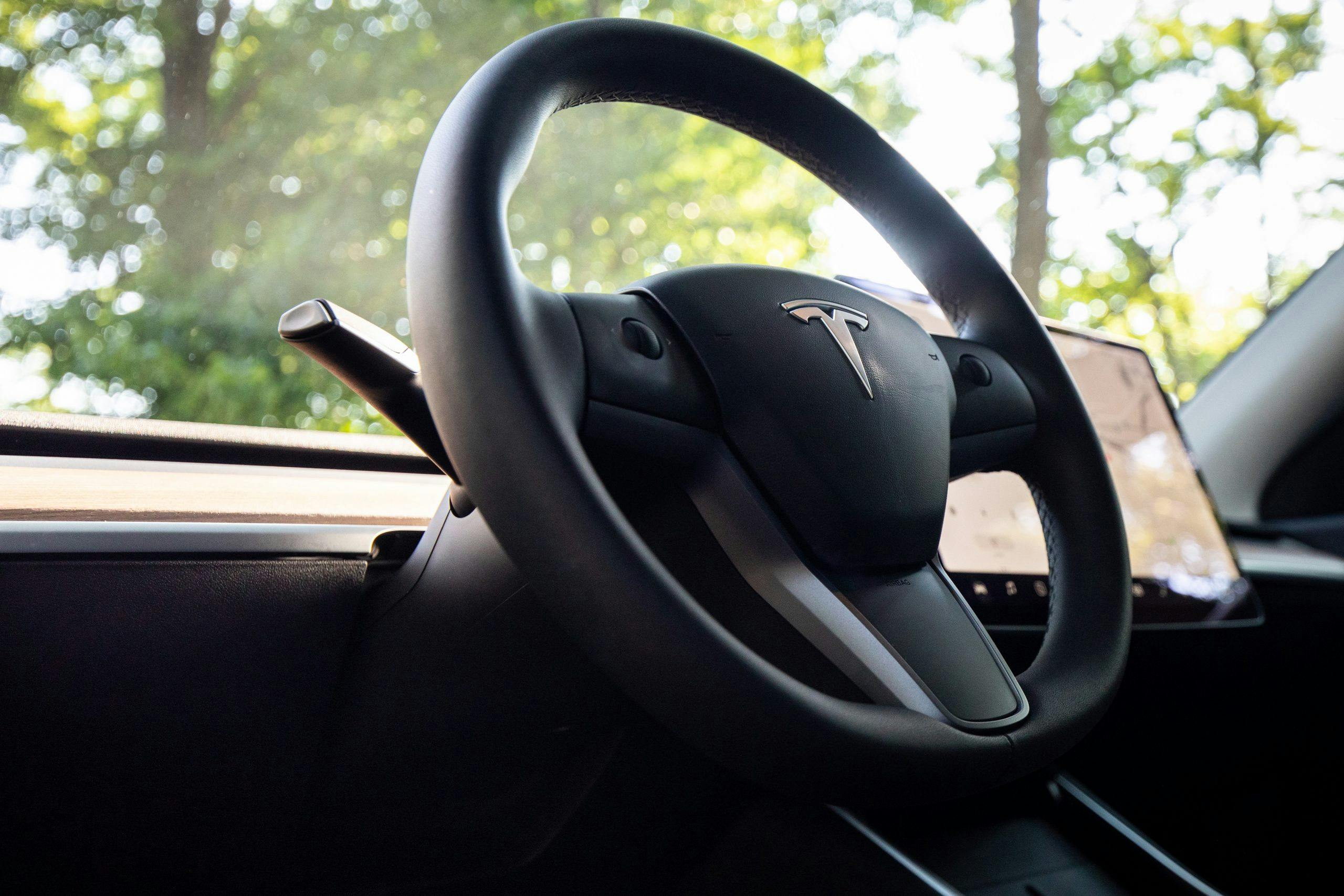 Tesla Model Y steering wheel detail