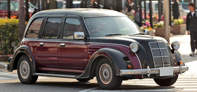 toyota classic two-tone sedan front three-quarter