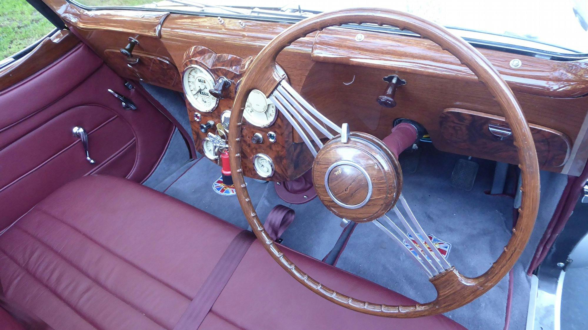 restored triumph roadster interior steering wheel