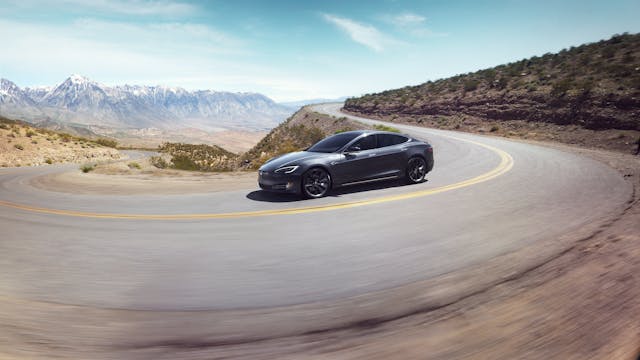 model s curvy mountain road tesla