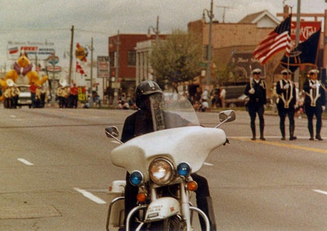 detroit soldier godfrey qualls on motorcycle as detroit police