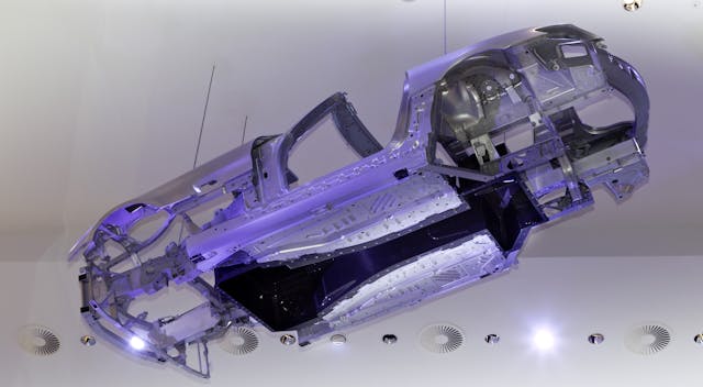 Mercedes AMG carbon fiber tunnel bonded to aluminium