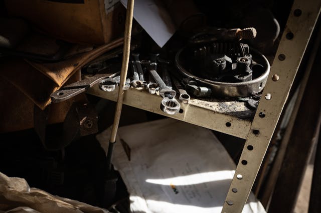 vintage bmw 2002 tools on shelf