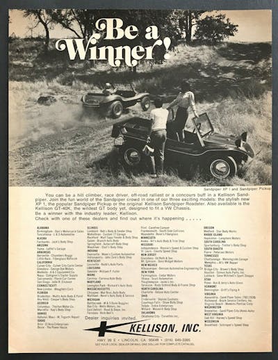 kellison sand piper dune buggy brochure