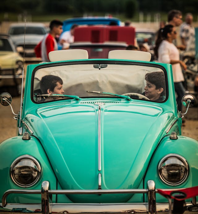 theatre drive in boys in vw bug