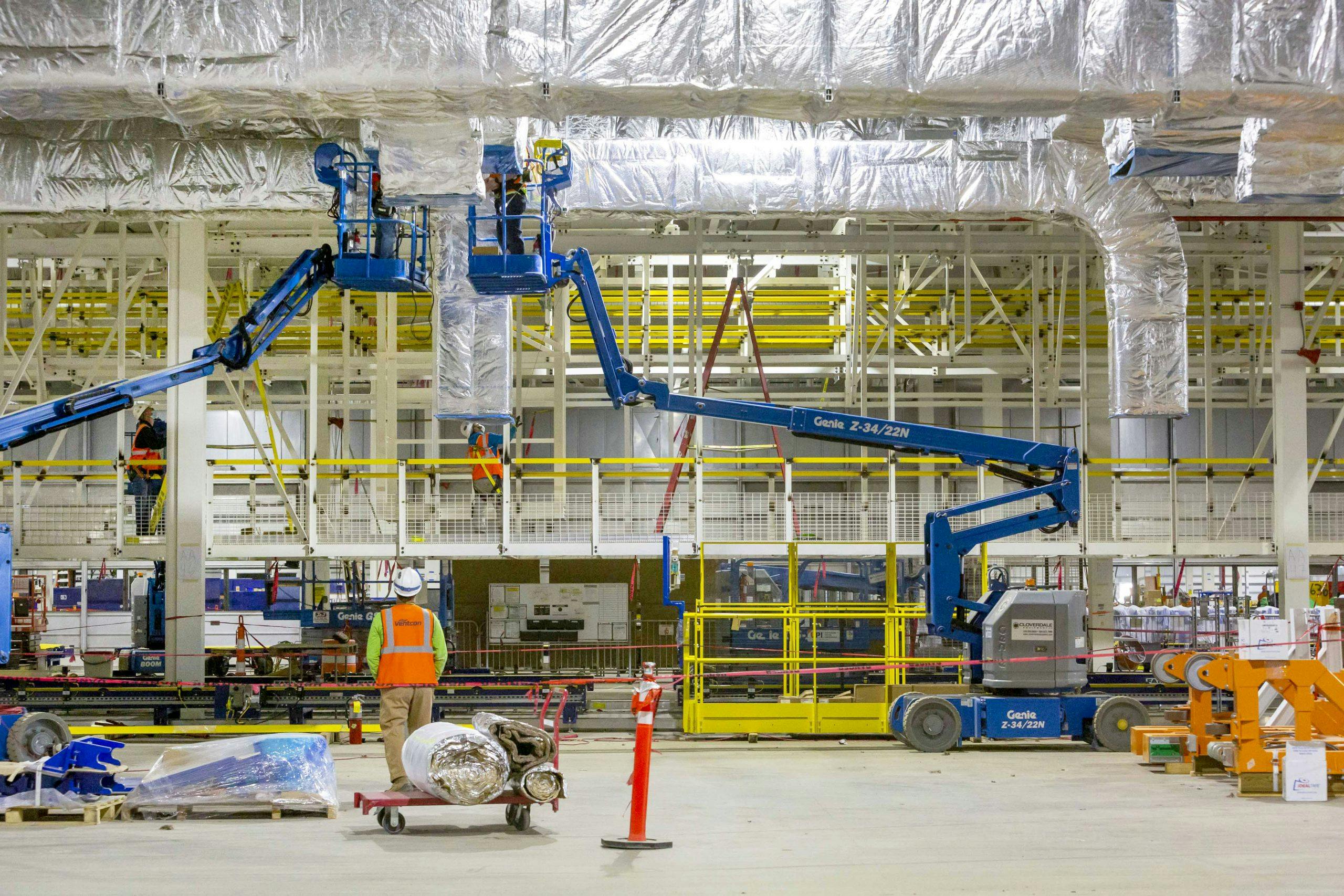 factory zero plant cranes and ducting