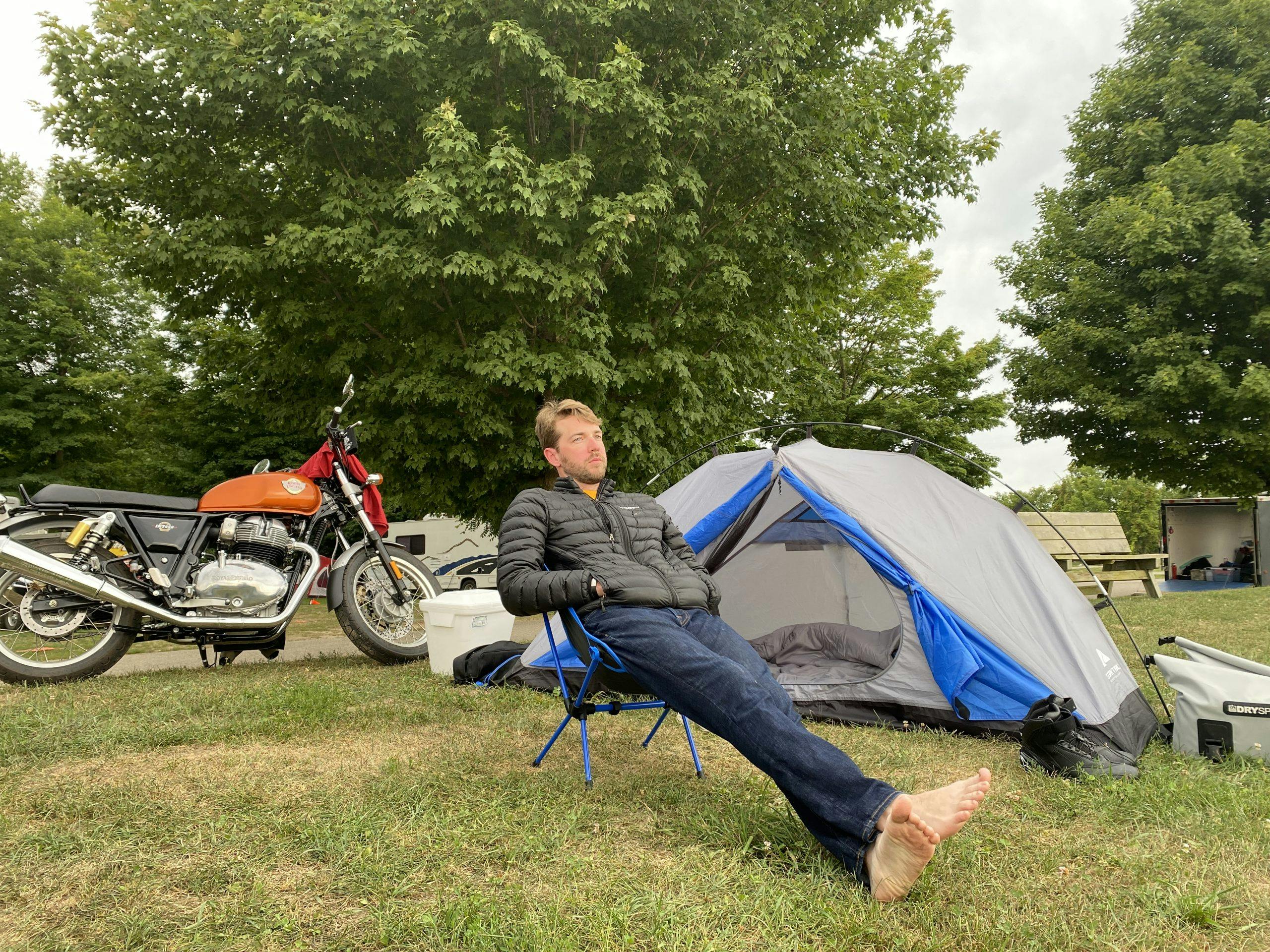 gingerman moto trip morning campsite