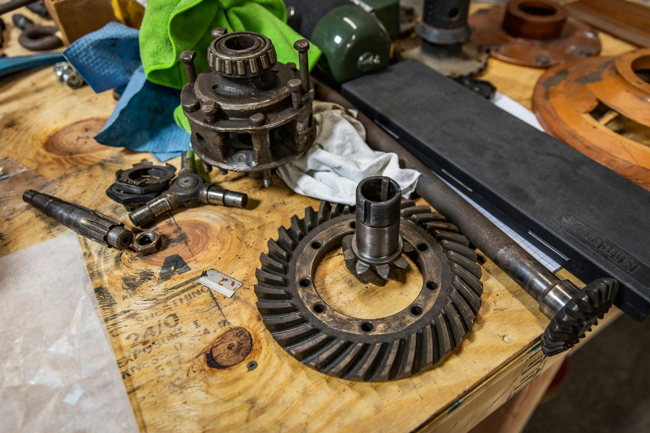 machine shop parts on table