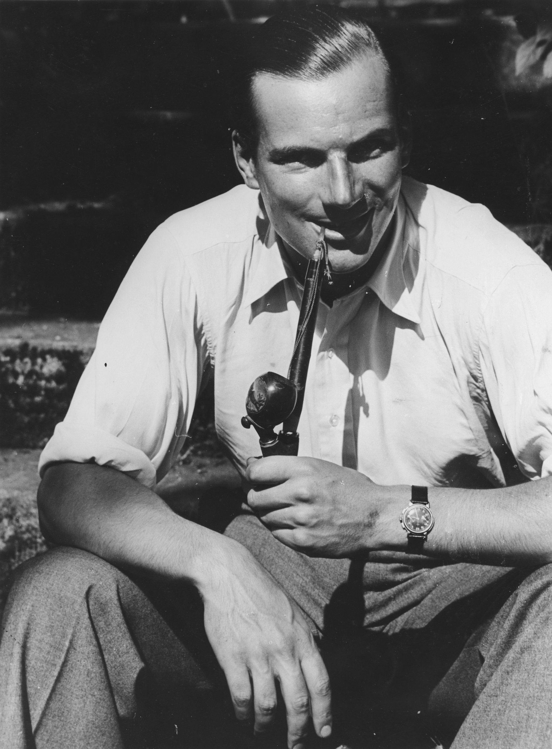 John Richard Beattie Seaman smoking pipe