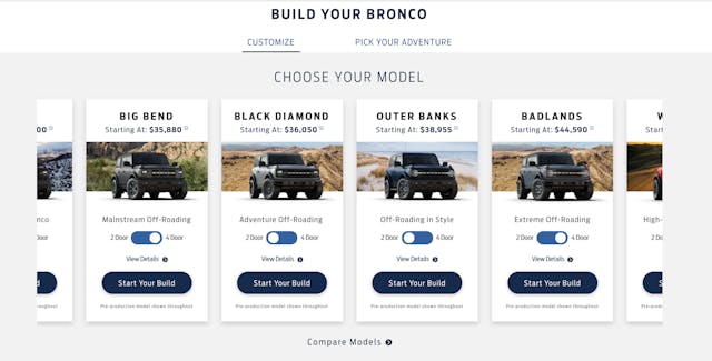 Ford Bronco configurator