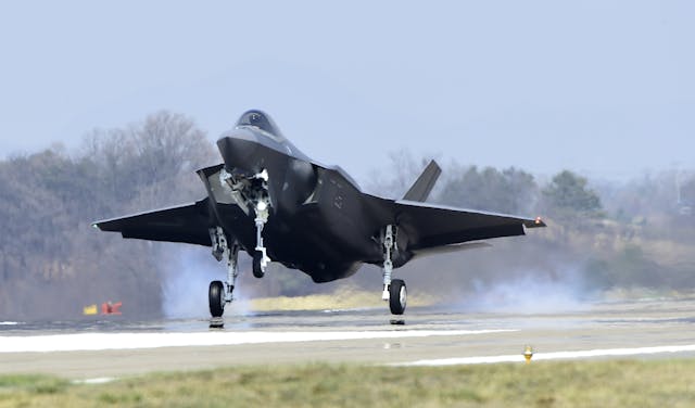 F35-A fighter jet landing south korea supplied via US
