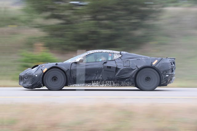 chevrolet c8 corvette z06 side profile camo spy shot