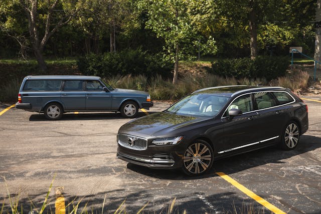 Volvo V90 front three-quarter with vintage retro wagon