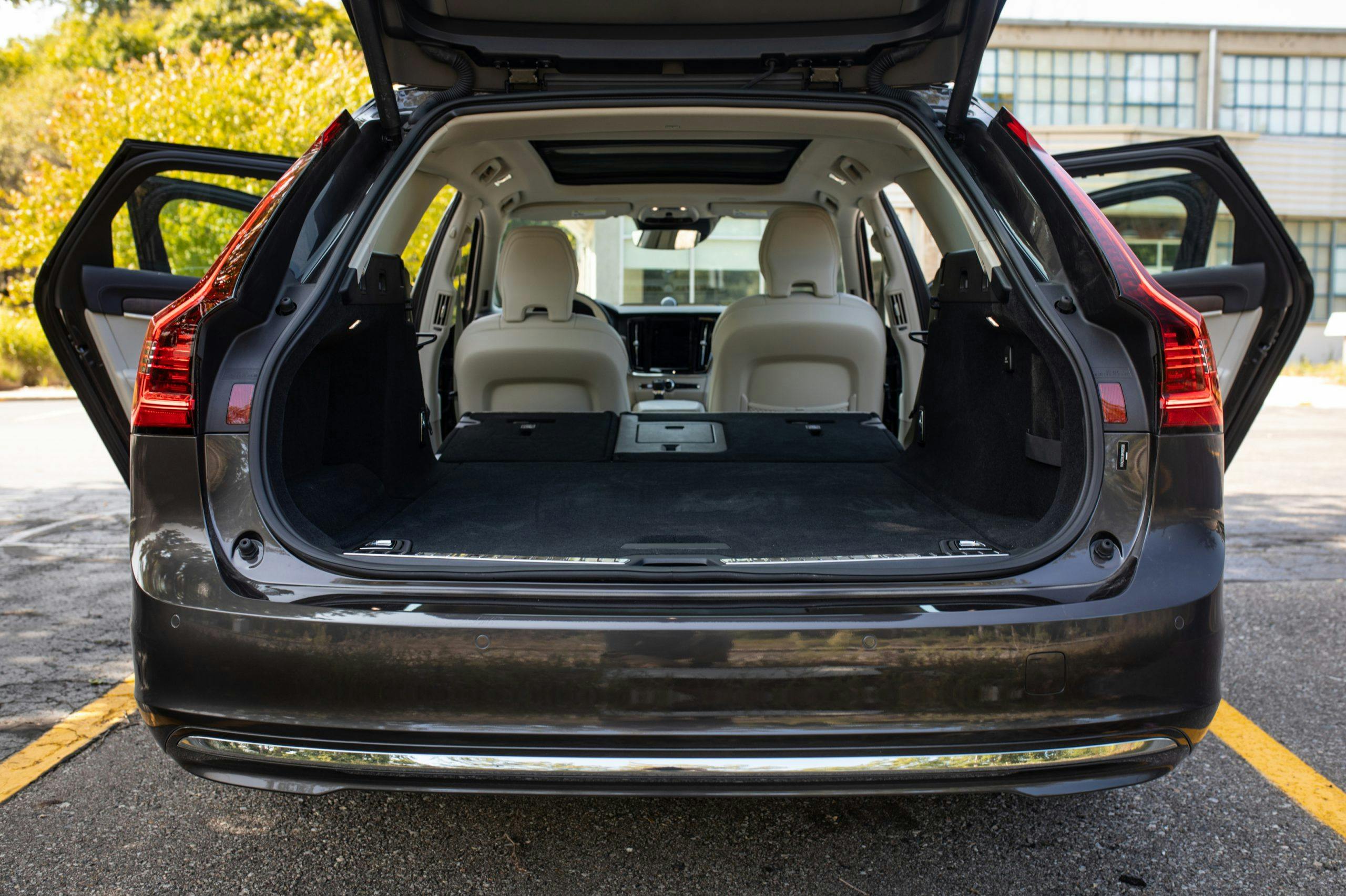 Volvo V90 rear open trunk cargo area