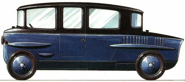 1921 Rumpler Tropfenwagen Saloon side profile drawing sketch