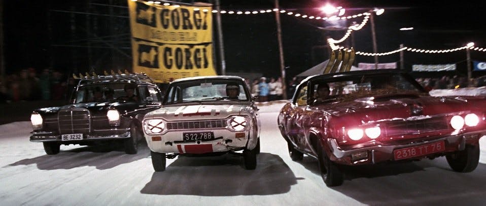 1969 Mercury Cougar XR7 Convertible - James Bond - Movie still - snow scene