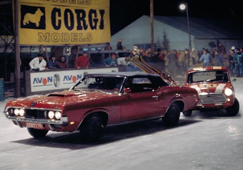 1969 Mercury Cougar XR7 Convertible - James Bond - Movie still - snow race scene