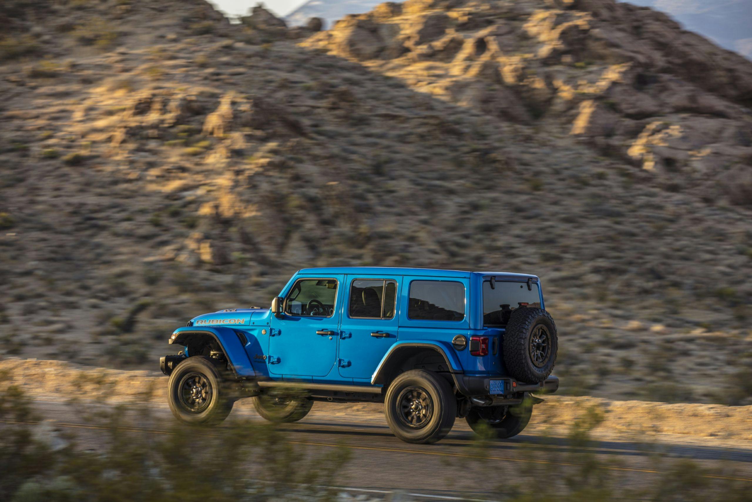 2021 Jeep Wrangler Rubicon 392 blue on road side profile
