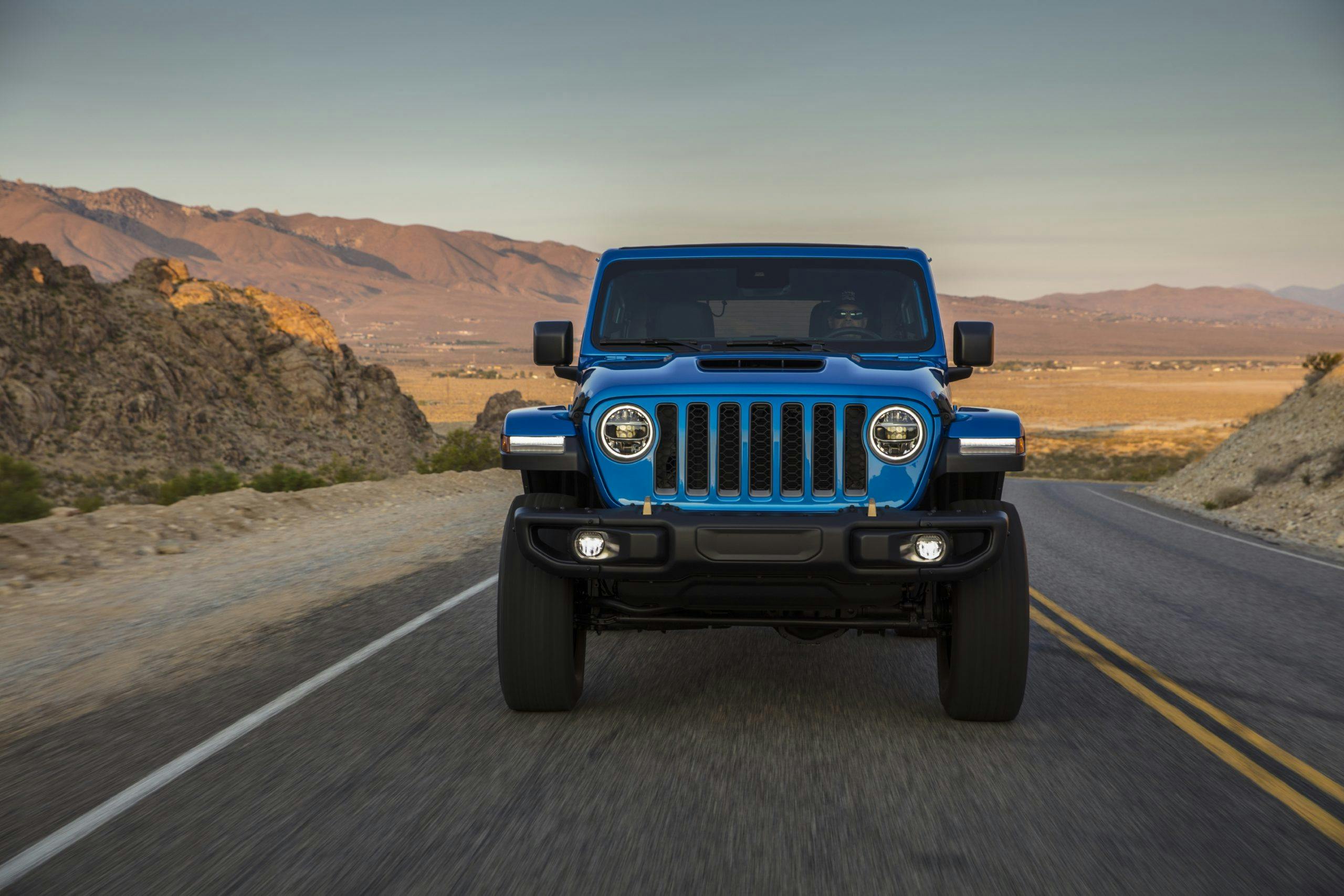 2021 Jeep Wrangler Rubicon 392 blue on road face on