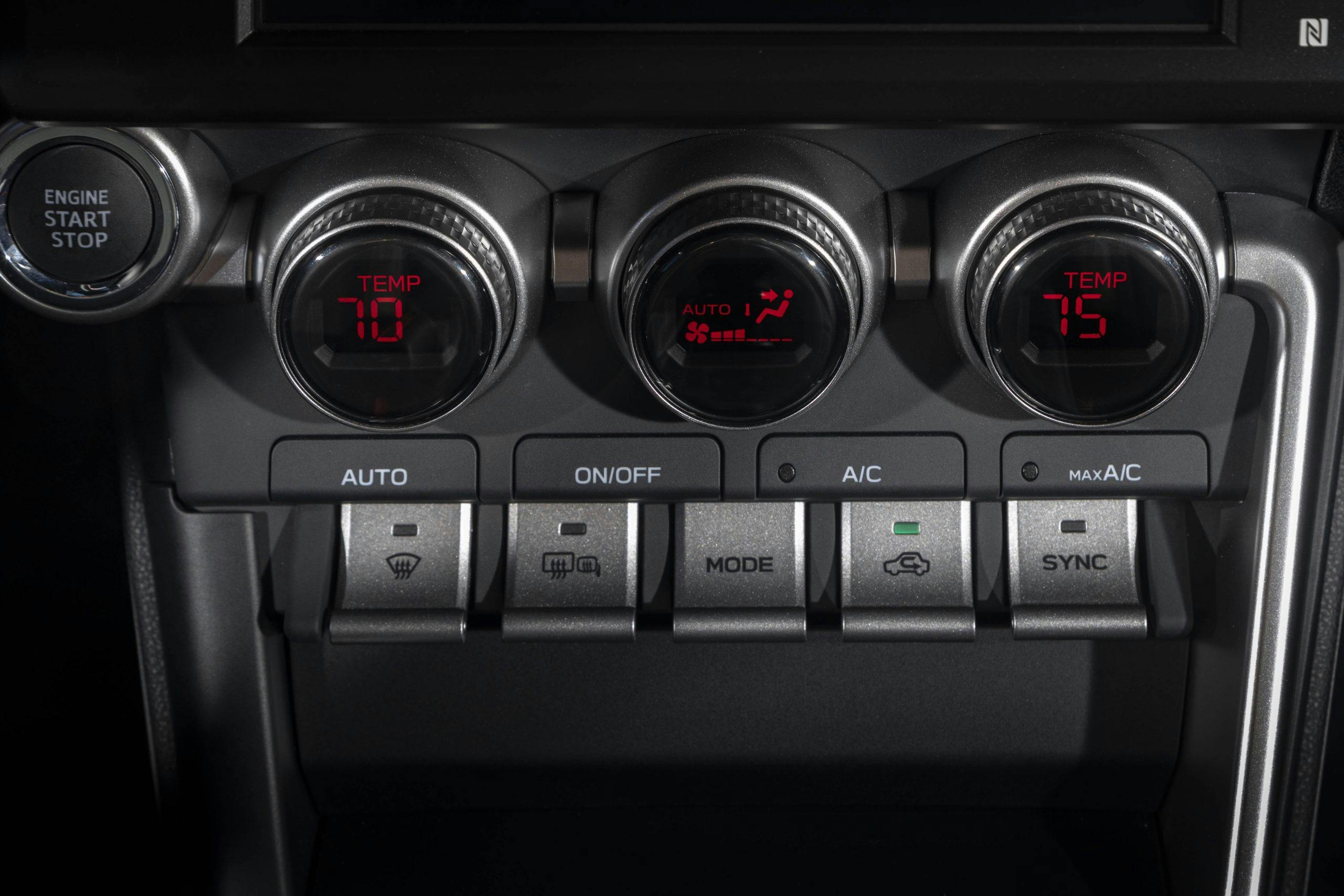 New 2022 Subaru BRZ interior climate control gauges