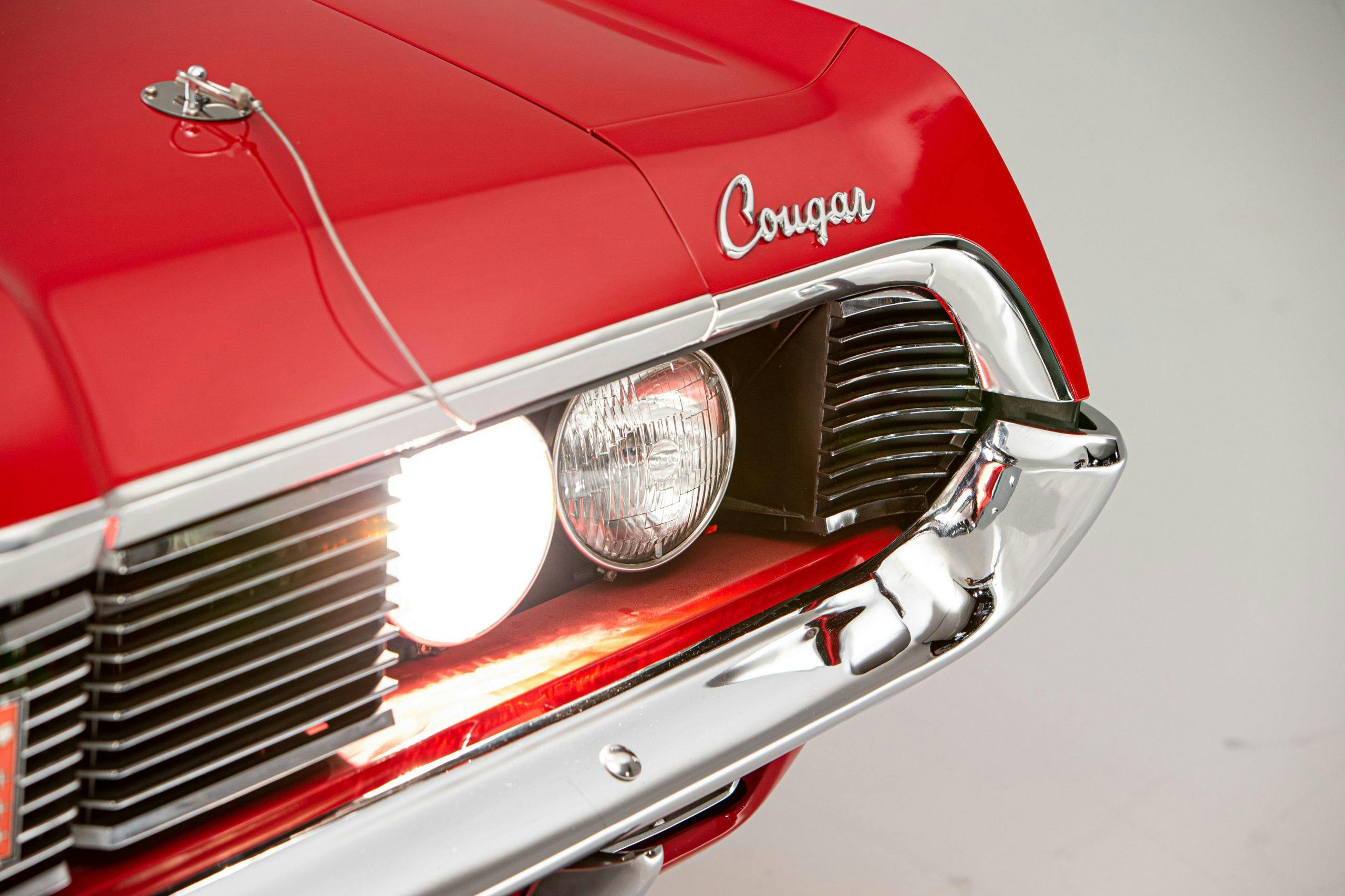 Mercury Cougar Convertible headlight lettering detail