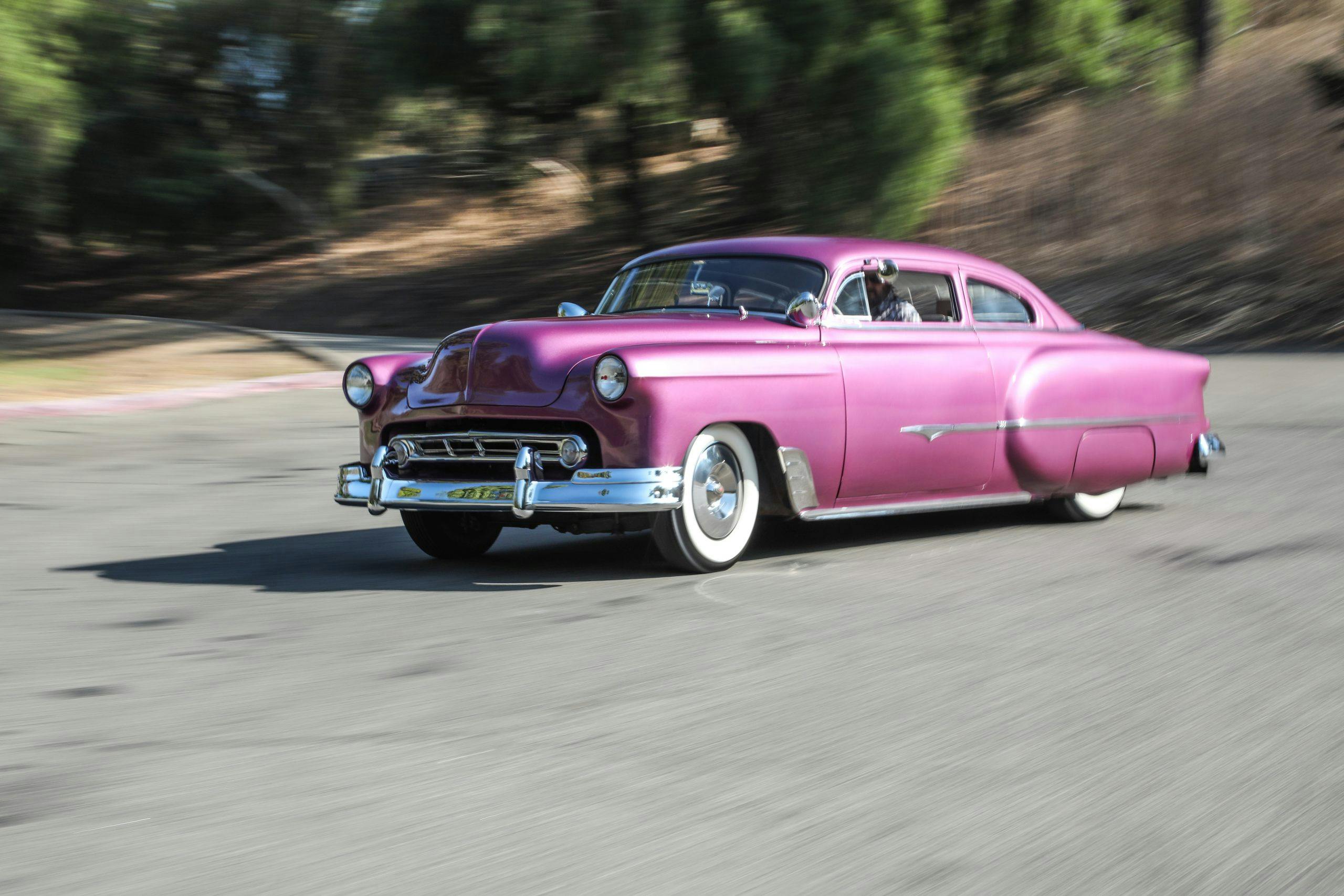 Coulter Jacobs purple hot rod front three-quarter action